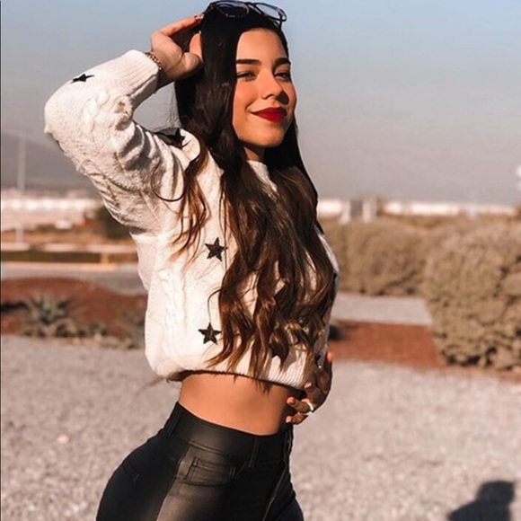 Star sweater cable knit womens cream white top long sleeve - Picture 2 of 6